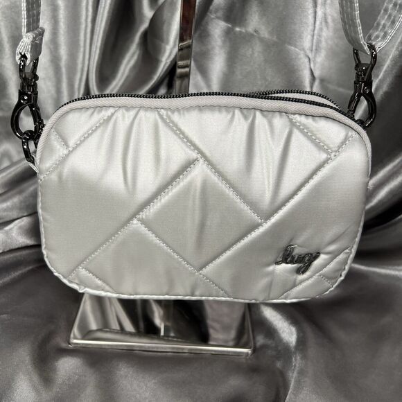 LUG Quilted Coupe SE‎ Convertible Crossbody Waist Belt Bag Purse Silver Summer - Picture 1 of 16